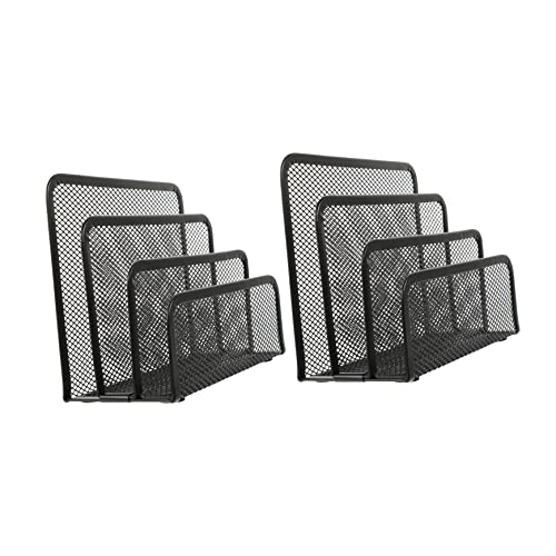 HONMEET 2Pcs File Organizers Four Document Storage Racks for Office Desktop Iron Design for Efficient File Management and Easy Accessibility