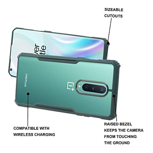 Image of LIRAMARK Transparent Clear Shock Proof Back Cover Case Designed for OnePlus 8 /1+8 (Green)
