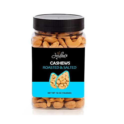 Jaybee's Nuts- Whole Cashews Roasted Salted - Great for Gift Giving - Everyday Healthy Snacks - Rich in Nutrients, Protein, Fiber, Vitamins - Vegan, Keto & Certified Kosher (16 Oz)