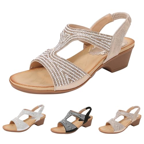 2025 Sandalias Mujer Verano Tacon Vestir Comodas Elegante Zapatos Tacon Ancho Fiesta Punta Abierta Moda Sandalia Plataforma Casual Pole Dance Baile Sandals Cierre De Hebilla Novia Boda Baratas Regalo