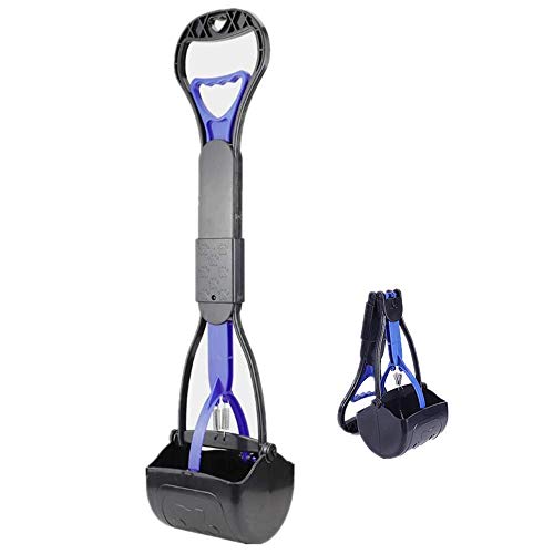 Ceasyde Long Handle Dog Pooper Scooper, 28 inch Folding Portable Solid Serrated Teeth Cleaning Pick Up Litter Grabber Remover Tools for Outdoor/Indoor Cat and Dog Animal Waste