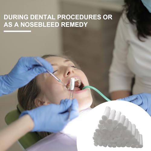 FUIPVGI 250 Stück Zahnärztliche Wattebäusche Dental Cotton Rolls Dental Gaze Rollt Zahngaze Hochsaugfähige Wattebausch Wattepads für Zahnärzte Nasenstöpsel für Blutige Nase Zähne Mund (Weiß)