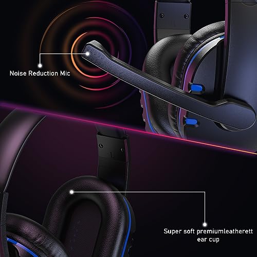 Diswoe Gaming Headset for Ps-4 Ps-5, Headset for Xbox One s 3.5mm Wired Over-head Stereo Gaming Headphone with Mic Microphone Volume Control for PC Xbox One s Tablet Laptop Smartphone - Image 3