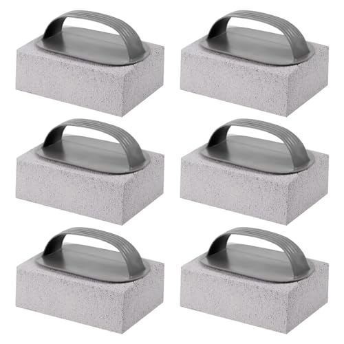 Xerteam 6 piedras de limpieza de ladrillos para barbacoa, piedra pómez para limpiar con asa, bloque de ladrillos de limpieza de barbacoa para eliminar grasa y manchas de sartenes, hornos, parrillas