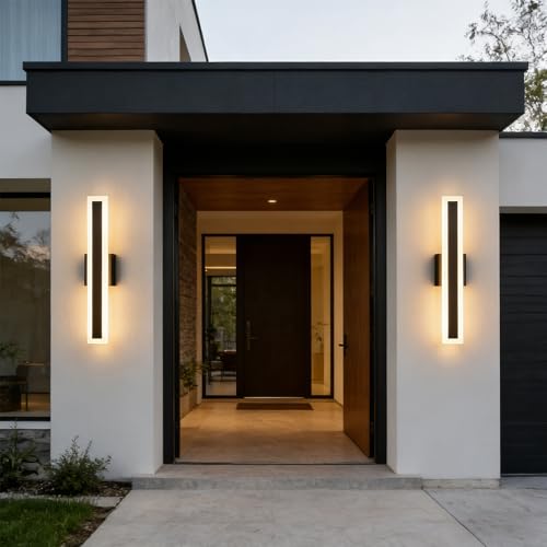 DANSEER Modern Outdoor Wall Light - 12W 3000K Warm White Wall Sconce Black Exterior Lights, IP65...