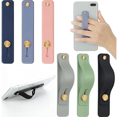 6 Pieces Telescopic Phone Grip Holder Stand With Finger Strap for Smartphones - Soft Colors Cover