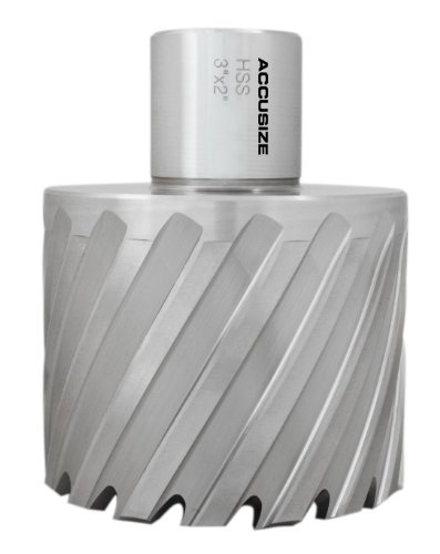 Accusize Industrial Tools 3'' Cutting Dia, 1-1/4'' Weldon Shank, 2'' Cutting Depth H.S.S. Annular Cutters, 2081-2053