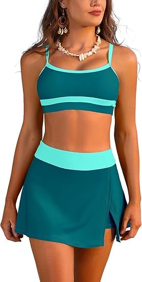 Women's Two Piece Swimdress Set | Padded Bikini Top with Skirt Bottom | Tummy Control Swimwear | Beachwear Bathing Suit for Women-image-44