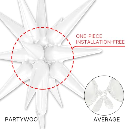 Image of PartyWoo Ivory Star Spike Balloons 6pcs Explosion Foil Mylar Balloons