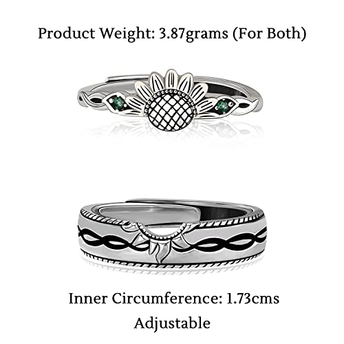925 Sterling Silver Adjustable Rings, Pure Gift for Women