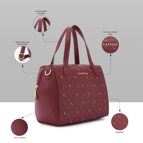 Image of Caprese Rain Medium Satchel Bag for Women with Adjustable & Detachable Strap | Versatile Shoulder, Crossbody & Handheld Bag with Multi-Compartments for Work and Travel