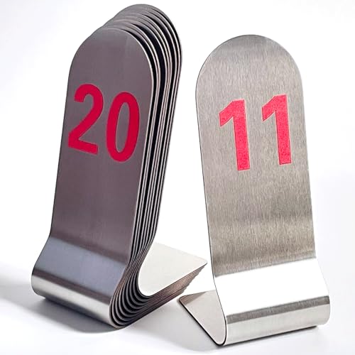 Porte-numéros de table en métal rouge argenté 15,2 cm SIWOT lot de 10