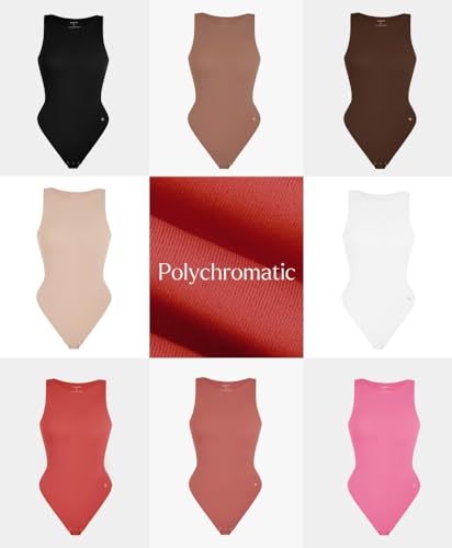 Image of Popilush Bodysuits for Women Scoop Neck Body Suits Sleeveless Thong Halter Cotton Casual Tank Top for Summer