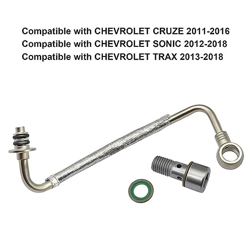 Image of SecosAutoparts Turbocharger Oil Return Line Turbo Oil Feed Tube fit for Buick Encore 2013-2018 fit for Chevrolet Cruze 2011-2018 Sonic 2012-2018 Trax 2015-2018# 55592600 25198546 25200947