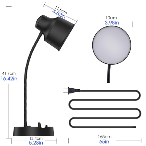 Energetic LED Desk Lamp with Phone Holder, Table Lamp with AC Outlet, Adjustable Flexible Gooseneck, 4000K, Eye-Care Reading Light for Bedroom, Study, Computer Desk, Living Room, Home Office, Black — view 5