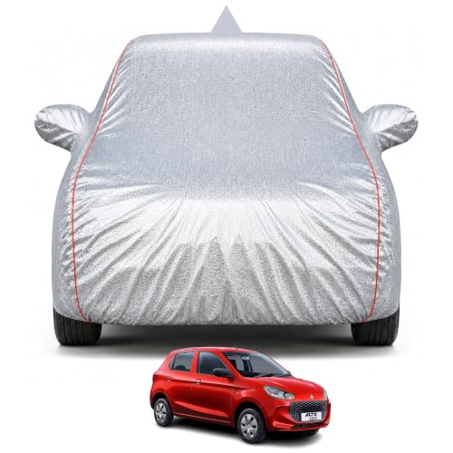 Image of Premium Car Cover for Maruti Suzuki Alto K10 2010-2021 Models | Waterproof, UV & Dust Protection | Mirror & Antenna Pocket | Triple Stitched, Soft Inner Lining, Belt & Buckle (Metalic Silver)