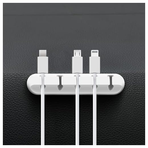 5-Slot Cable Manager Clips - Non-Slip Wire Organizer for Desk, 4.5" Office/Bedroom Use White