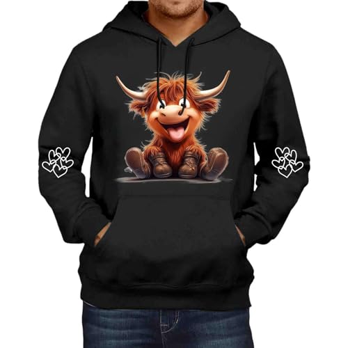 Sweat à capuche homme floral et bovin ample style urbain tendance