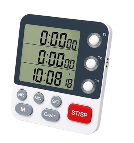 Temporizador digital de cocina con 3 canales y hasta 100 horas miniatura 1