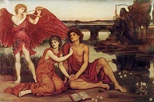 Peinture à l'huile Loves Passing Evelyn De Morgan toile haut de gamme aux détails riches