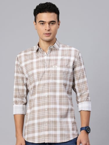 Image of Majestic Man Men Comfort Slim Fit Opaque Checked Cotton Casual Shirt