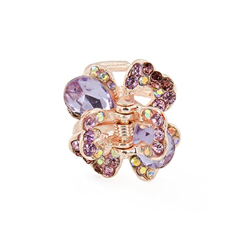 Pinza de mandíbula metálica con cristales y rhinestones Yeshan diseño pequeño de mariposa, pack de 6 miniatura 6