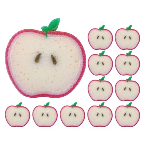 NUOBESTY 12 Pièces Éponge de Nettoyage 3D de Pomme, Matériau Éponge Épaisse Rinçage Rapide et Design Ergonomique Cuisine et Salle de Bain