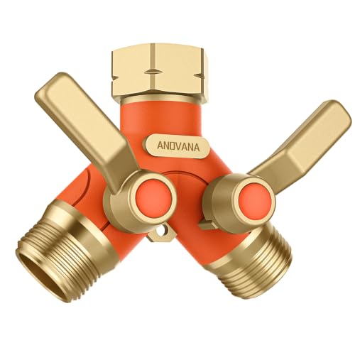 Image of Hose Splitter 2 Way Heavy Duty, Garden Hose Splitter- Full Metal Body Y Type with Dual Shut Off Valves, 3 /4 inch Standard Threads, Leak-Proof Dual Outlet Splitter for Sprinklers and Irrigation Systems