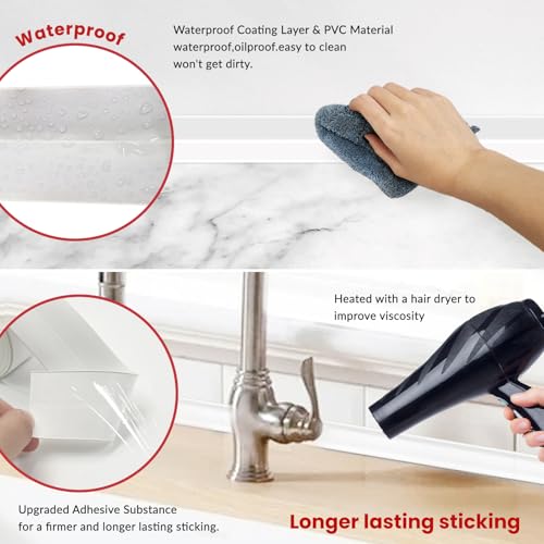 Image of SNAIL GARDEN 1 Roll White Sealant Caulk Strip with 2 Pcs Caulking Tool,Upgraded Non-Trace Caulk Tape,Self Adhesive Caulking Tape for Toilet Base,Bathroom, Bathtub, Kitchen, Wall Floor(3.2Mx3.8CM)