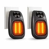 Stufette da Presa, Termoventilatore da Muro 500W, fino a 32°, con Timer 1-12 Ore, Autospegnimento e Protezione da Surriscaldamento Integrata, Con Risparmio Energetico (Nero, Coppia)