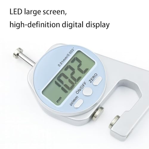 Image of Digital Thickness Gauge 0-20mm, 0.01mm Accuracy, LCD Display, Inch /mm Conversion, Precision Thickness Measuring Tool for Paper, Plastic, Metal, Leather & Sheet Materials (Guage-20mm)