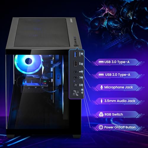 Image of STORMCRAFT Sirius Gaming PC Desktop Computer i7 14700F CPU,GeForce RTX 5070 12GB GPU,32GB DDR5 RGB 6000MHz RAM,1TB SSD,B760 Motherbaords,850W Power Supply,USB C Port,Wi-Fi,Bluetooth,Win 11 Home
