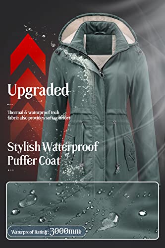 Chrisuno Womens Water Repellent Winter Coat Thicken Puffer Jacket Warm Fleece Lined Parka With Faux Fur Hood Army Green M #TOP4