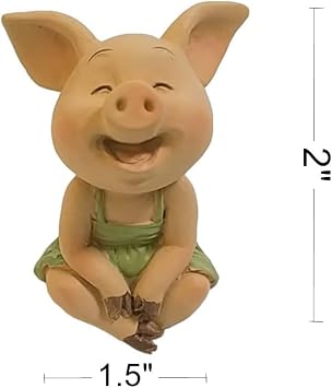 Fairy Garden Miniature Pig Figurine- Peace and Joy