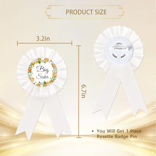 Orange Big Sister Tinplate Badge Pin, Little Cutie Birthday Girl Button Pin, Sister to Be Rosette Badge Pin for Baby Girl, Little Cutie Brooch Buttons for Baby Shower/Birthday Party Decoration3