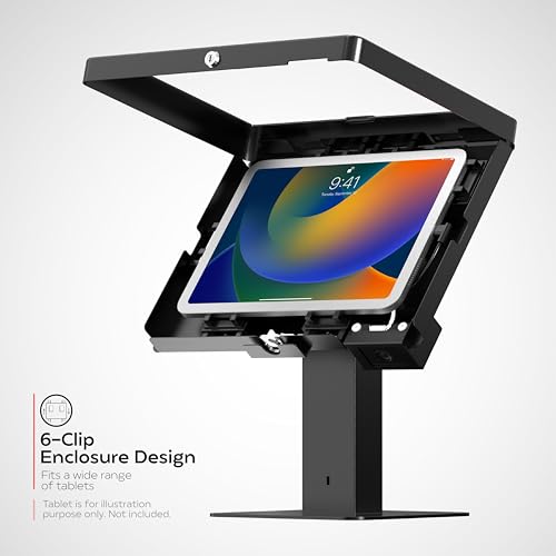 CTA Digital Sleek Rotating POS Desk Mount with Security Enclosure and Barcode Scanner for iPad 10th Gen A16, iPad Air 11\" M3 & M2, Pro 11\", Galaxy Tab A7 & More - Black (PAD-RSDMP2D) - Thumbnail 2