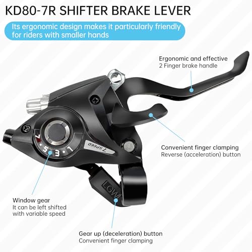 PATHGNAR 3x7 Bike Shifter 21 Speed Shift Lever and Brake with Gear Indicator for Mountain Road Bicycle