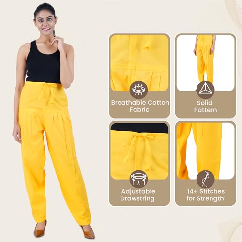 Image of Happy Bunny Salwar Pant for Women, Fine Cotton Ethnic Trousers with Drawstring Waist, Comfortable Daily, Office & Casual Wear Bottoms