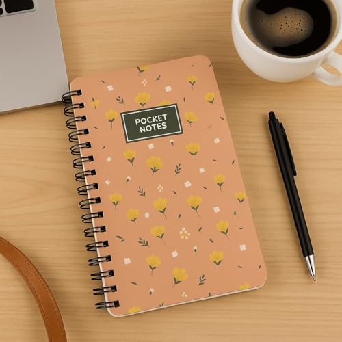 Image of mudrit Pocket Size Notebook, Small Spiral Diary, 120 Plain Pages, 90 GSM ideal for Gratitude List, Daily Goals Planner, To Do List Organiser, Size A6 (Pack of 5 - Pink)