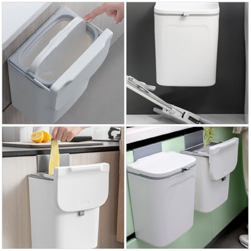 Caneca de basura para cocina blanca de 9 litros para colgar en pared miniatura 4