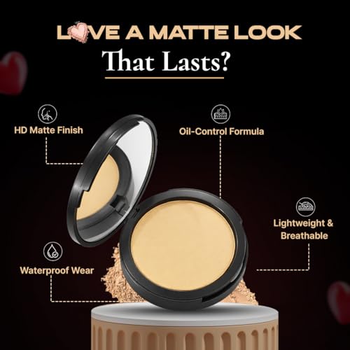 Image of Coloressence Starlet HD Matte Compact Powder, Beige, 10gm with FREE Applicator Puff | For All Skin Types | Long Lasting | Lightweight | Waterproof | Sweatproof