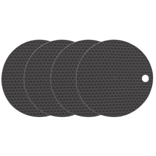 Descanso de panela quente de silicone protetor de mesa kit 4un (Preto)