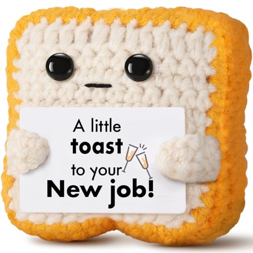 Crochet Toast New Job Gifts for Women, Men – Handmade Congratulations Gifts for Coworker, Friend,...