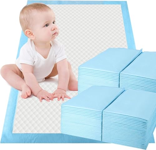 SKY-TOUCH 50 Pieces Baby Disposable Changing Mats Waterproof Baby Changing Pads 45x60cm M-Size Highly Absorbent Leakproof Changing Pad Baby Ultra soft Diaper Changing Mat Underpads for Baby Blue