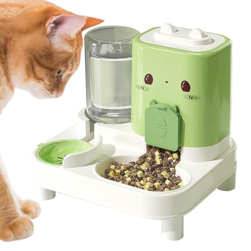 Alimentador automático para gatos – 2 en 1 Dispensador de comida para mascotas – Bebedero inteligente para animales domésticos interior exterior casa viaje