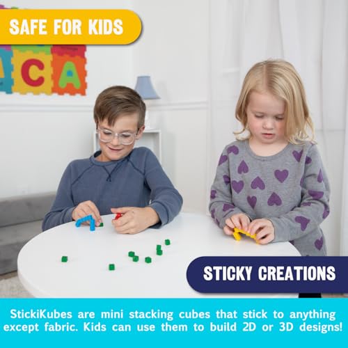 Image of StickiKubes 250-Pack, 4 Colors, Mini Sticky Stacking Cubes, STEM Blocks
