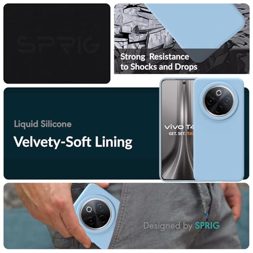 Image of SPRIG Compatible with Vivo T4 Premium SilkTone Back Cover Drop Tested Shock Proof Mobile Case for Men, Women, Boys and Girls with Camera Protection (Blue)