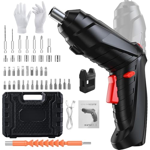 【Amazon 限定ブランド】電動ドライバー 小型【49個部品付き&女性...