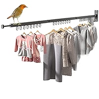 Séchoir à Linge Mural Rétractable 3 Volets - Blanc, Acier Inox, Gain De Place, Pour Buanderie, Salle De Bain