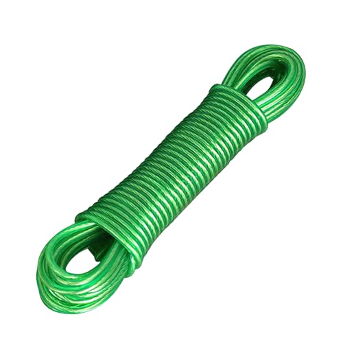 Cuerda para tender con núcleo de acero de 4 mm, extra fuerte, resistente a la oxidación, muy resistente, con una capacidad de carga de 120 kg para uso en exteriores, adecuada para jardín, verde